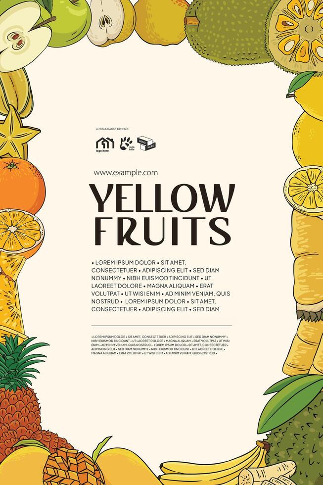 tropical amarillo frutas diseño idea para póster folleto vector