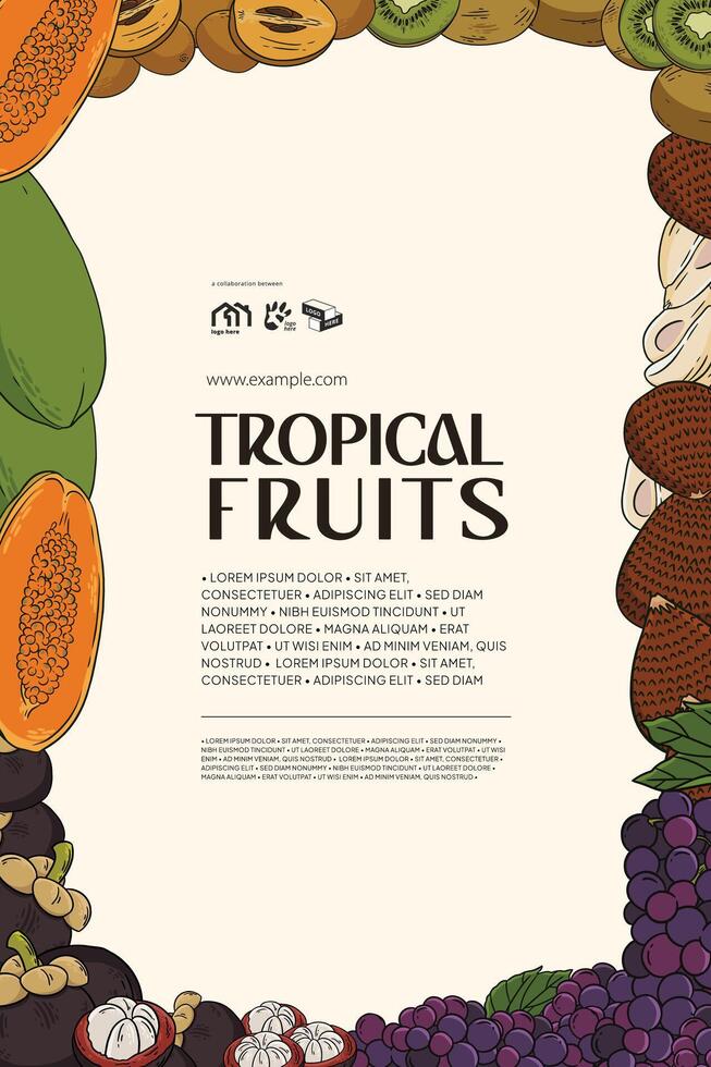 Indonesian Tropical fruits layout idea for poster brochure vector