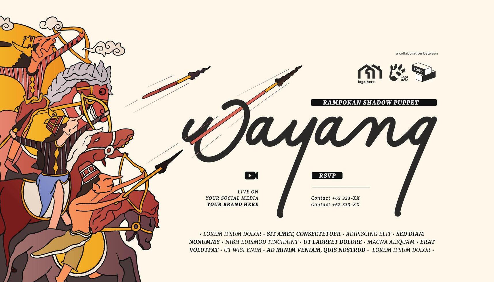 Wayang rampokan póster diseño idea para turismo o cultura evento vector