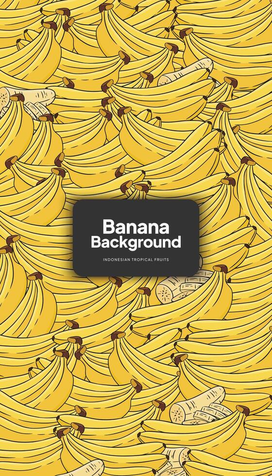 Banana background illustration, tropical fruit design background for social media post vector