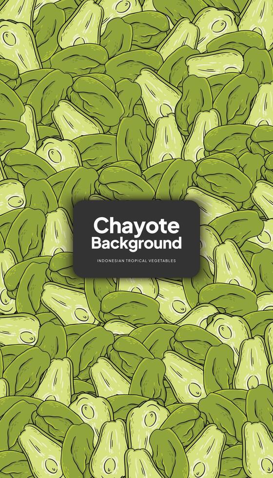 Chayote illustration, tropical vegetable background design template vector