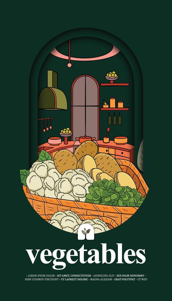 vegetales diseño ilustración para cubrir revista libro vector