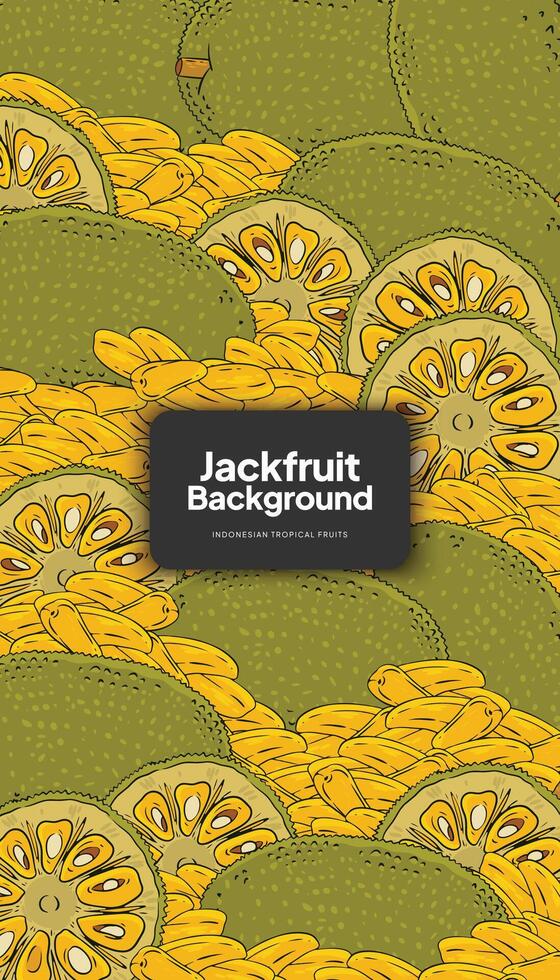 Jackfruit background illustration, tropical fruit design background for social media post vector