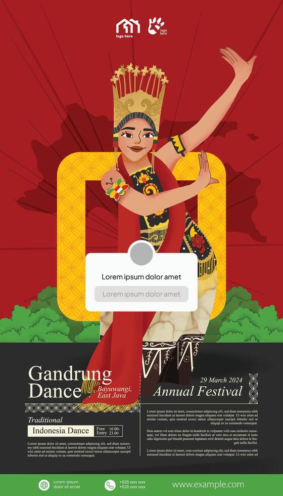 Cell shaded Illustration of Indonesian culture Gandrung dance Banyuwangi vector