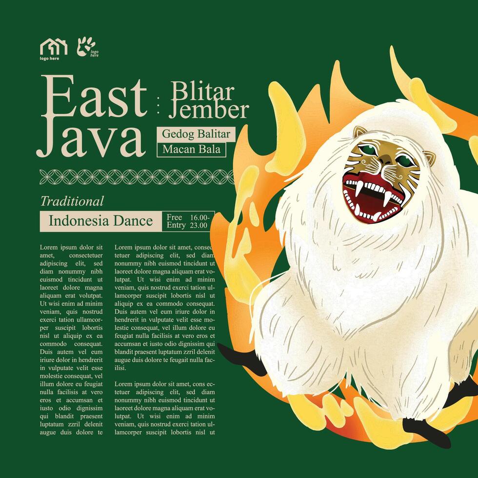 célula sombreado mano dibujado ilustración de indonesio cultura singa ulung bondowoso este Java vector