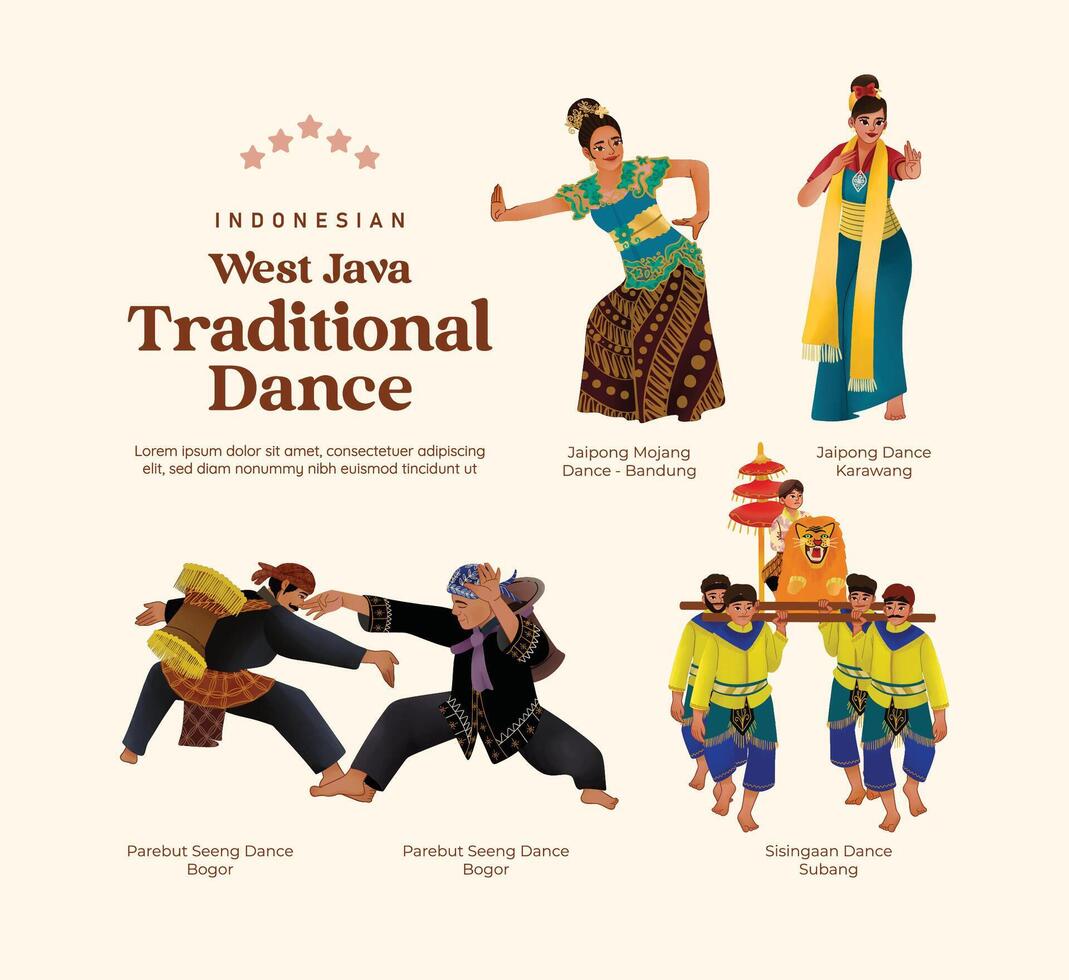 Isolated Indonesian culture West Java Dance illustration cell shaded style vector