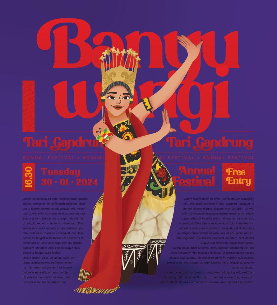 creativo diseño idea con Indonesia bailarín gandrung banyuwangi ilustración vector