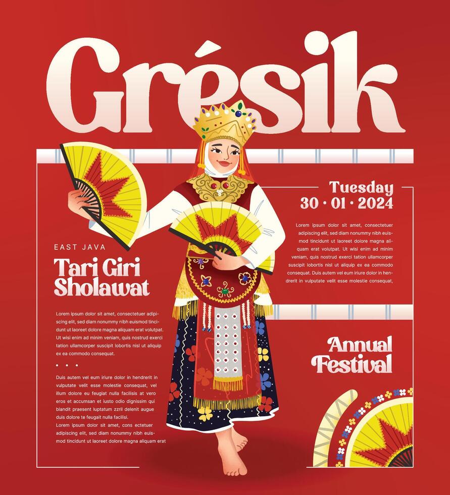 célula sombreado ilustración de indonesio cultura Giri sholawat danza griego vector