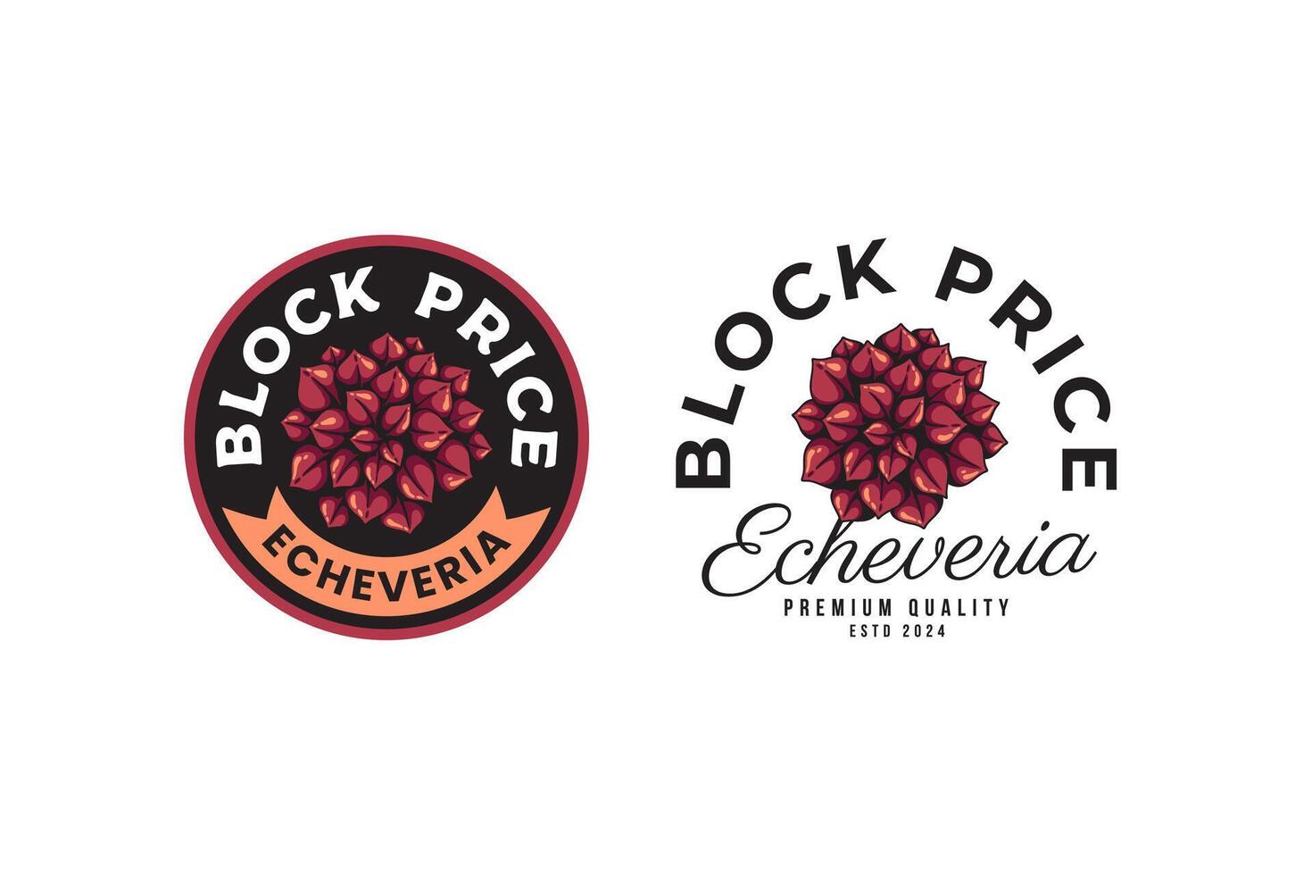echeveria of block price succulents logo design for plant shop and lover business vector