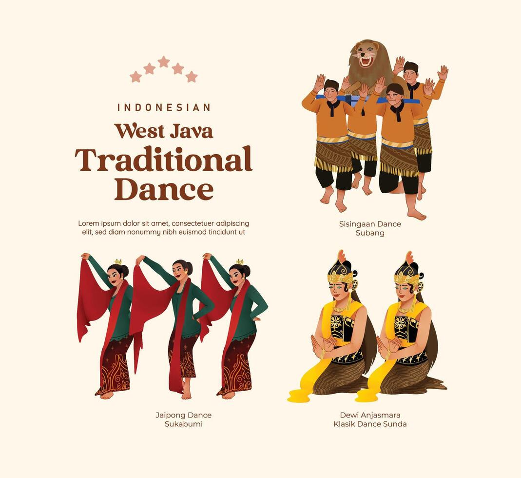 aislado indonesio cultura Oeste Java danza ilustración célula sombreado estilo vector