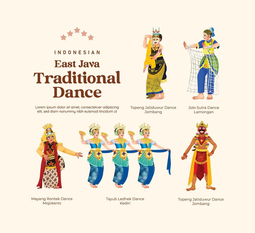 Isolated Indonesian culture East Java Dance illustration cell shaded style vector