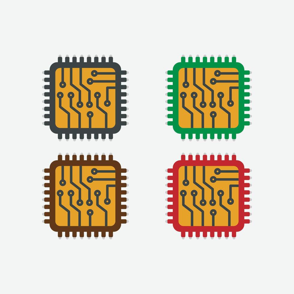 Computer Chip Icon, Modern Vector Illustration Icon Collection