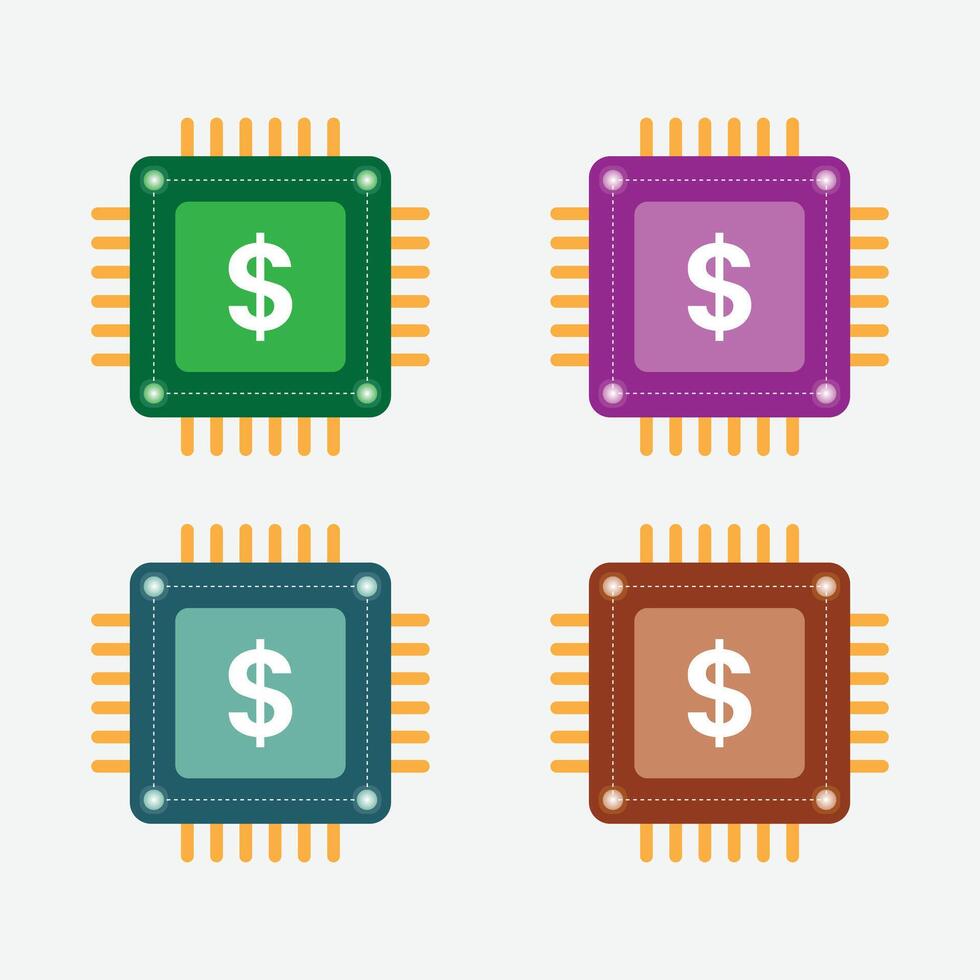 Computer Chip Icon, Modern Vector Illustration Icon Collection