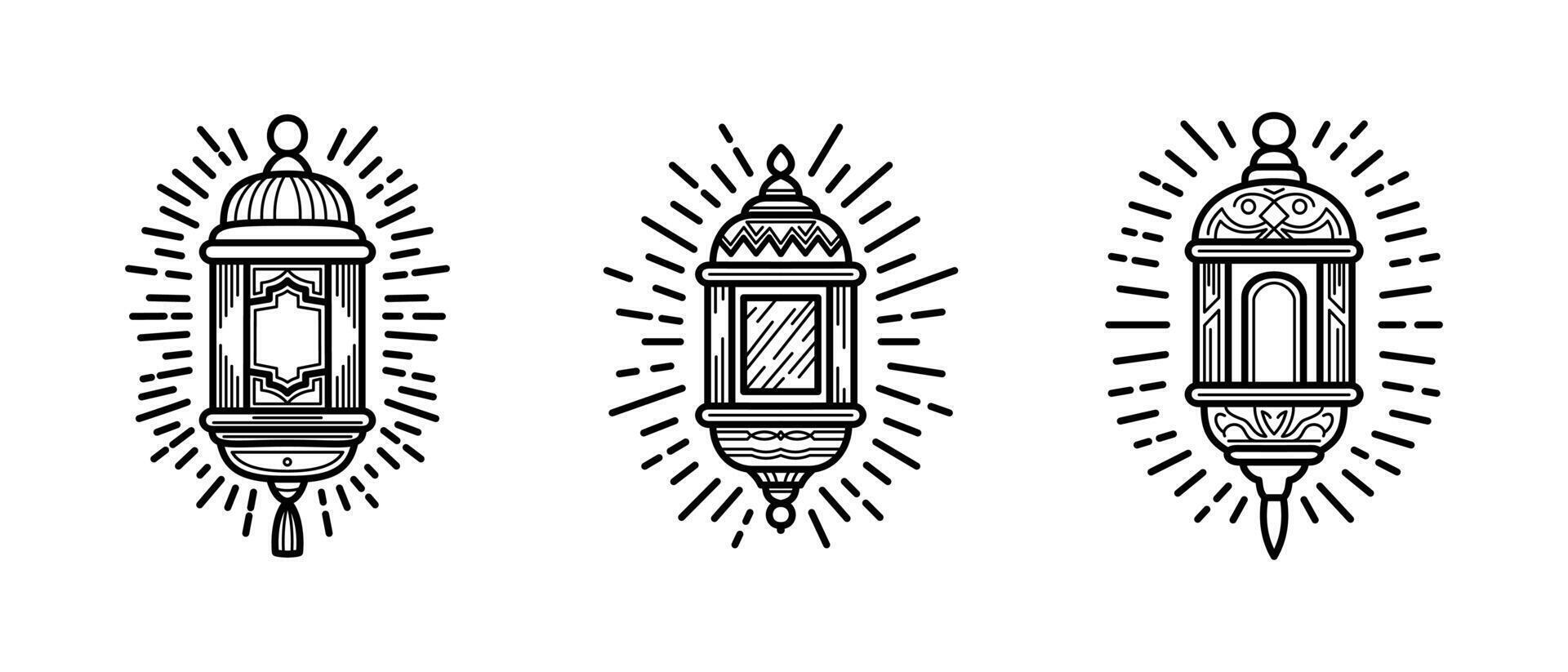 Collection of Ramadan, Eid al-Adha and Eid al-Fitr lanterns vector