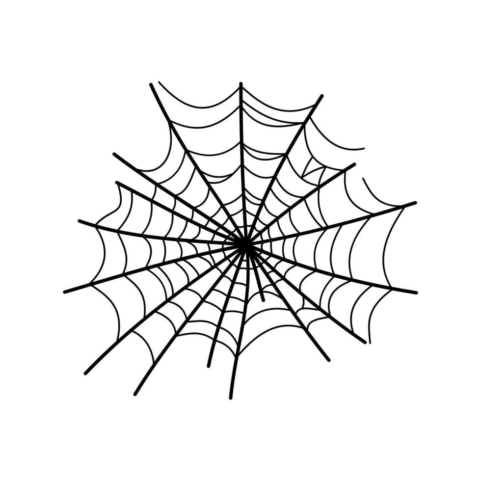 Doodle spider web icon on white background. vector