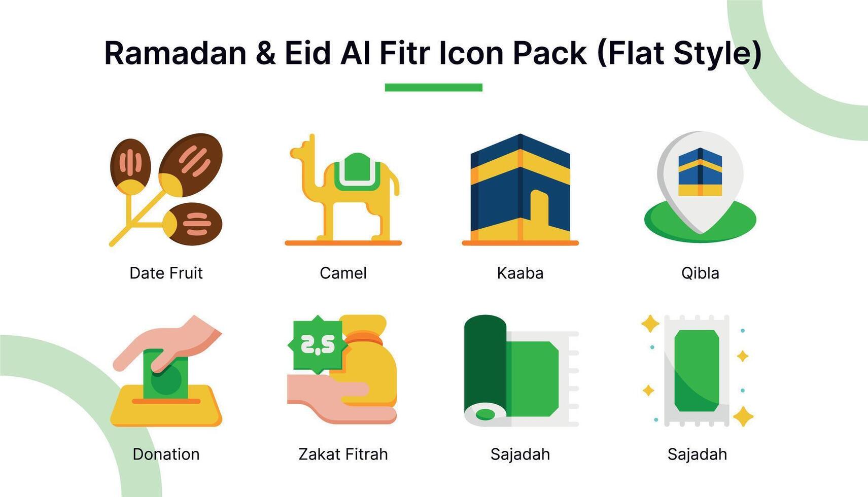 Ramadan and Eid Al Fitr  Icon Set in Flat Style Suitable for web and app icons, presentations, posters, etc. vector