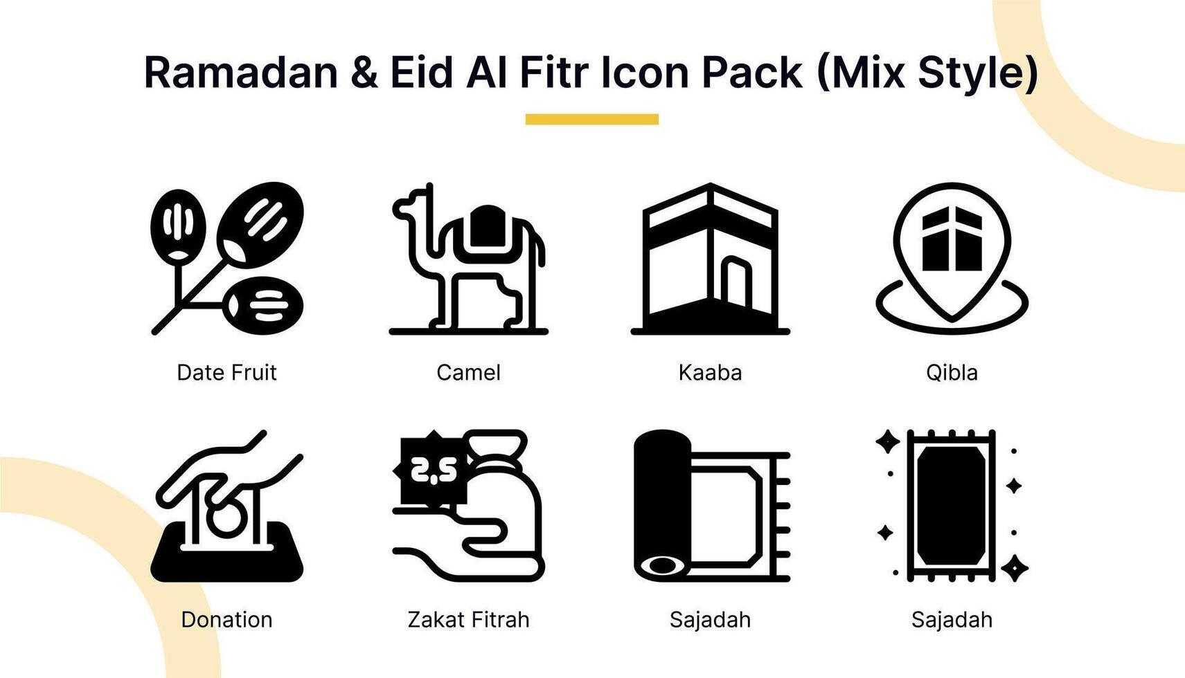 Ramadán y eid Alabama fitr icono conjunto en mezcla estilo adecuado para web y aplicación iconos, presentaciones, carteles, etc. vector