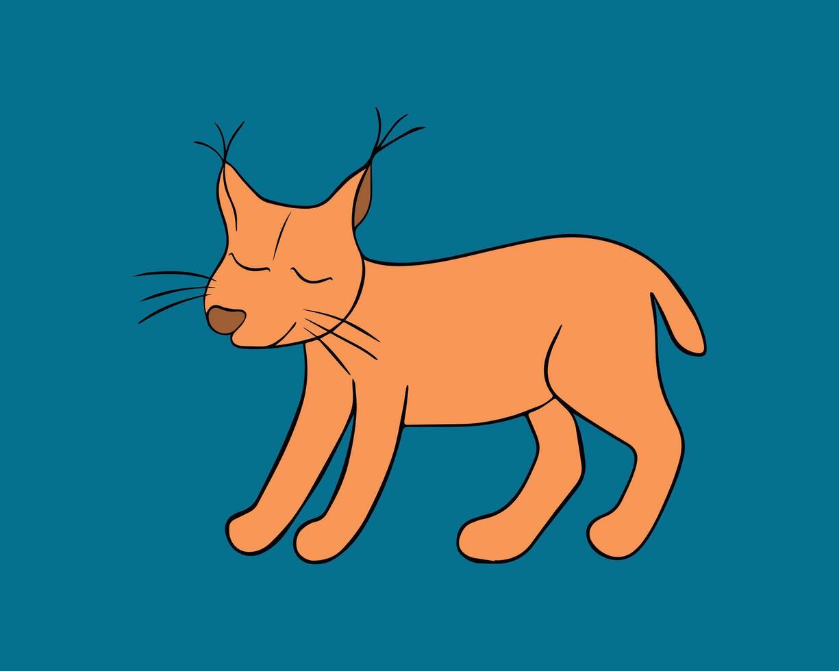 Vector isolated illustration of lynx animal with outline.