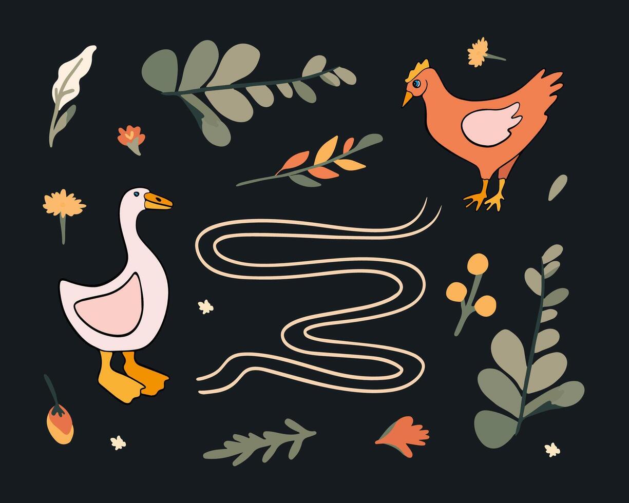 Vector isolated illustration of a task for the development of motor skills. Tasks for kindergarten.