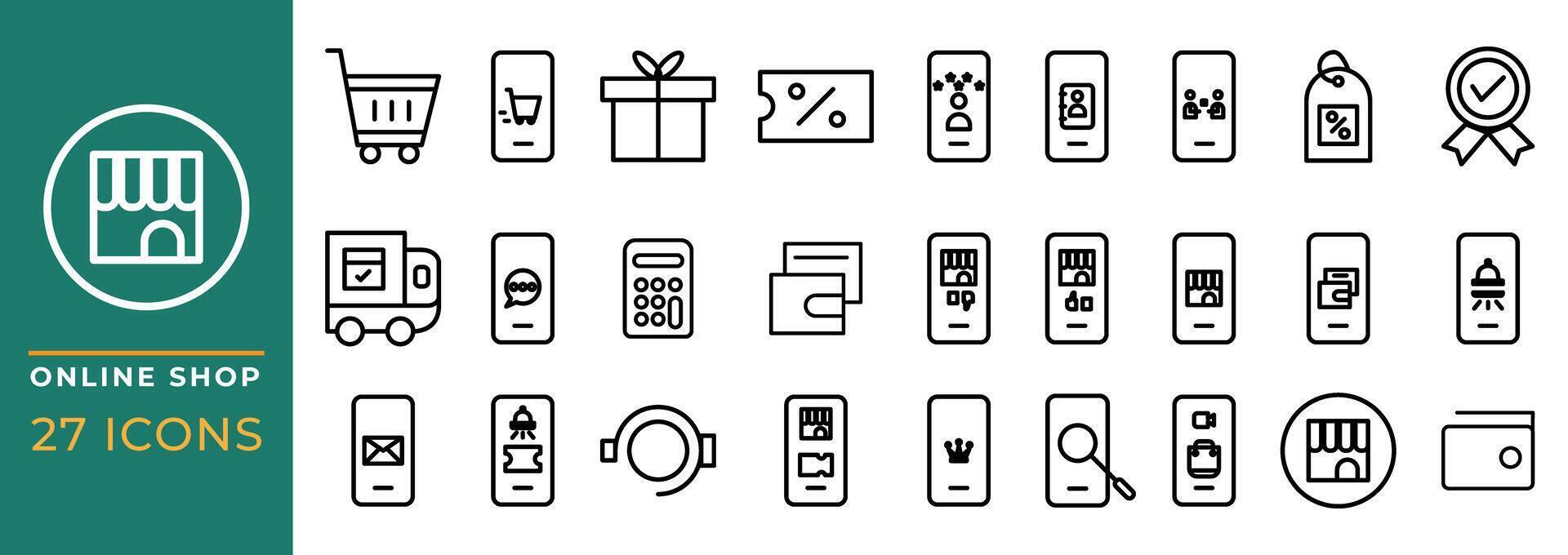 Set Online Shop icons Graphic design vector illustration. can be used for website interfaces, mobile applications and software