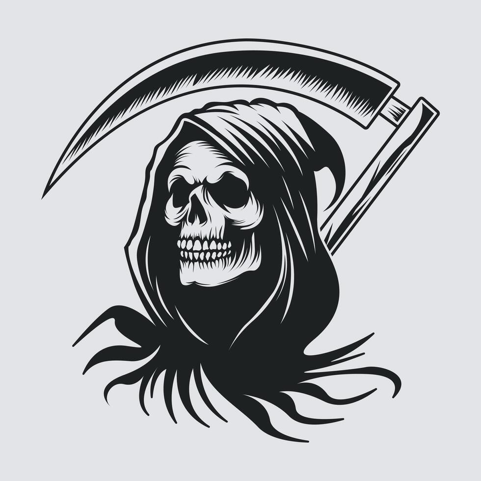 Spooky grim reaper, Ghost Face Vector, Silhouette Vector Illustration