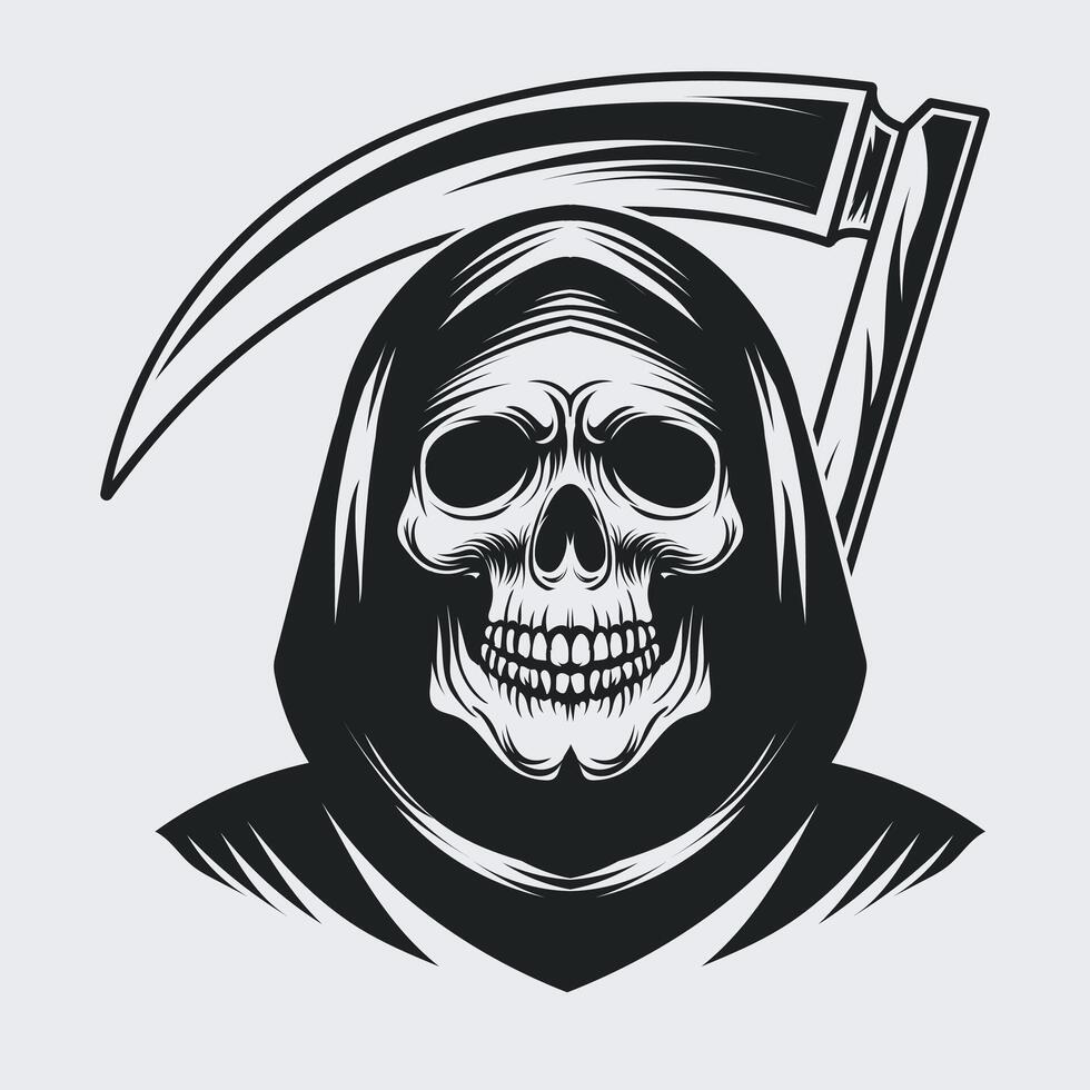 Spooky grim reaper, Ghost Face Vector, Silhouette Vector Illustration