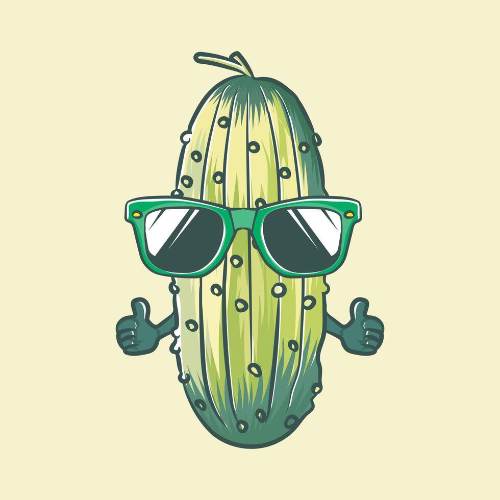 vector pepinillo con gafas de sol ilustración gráficos