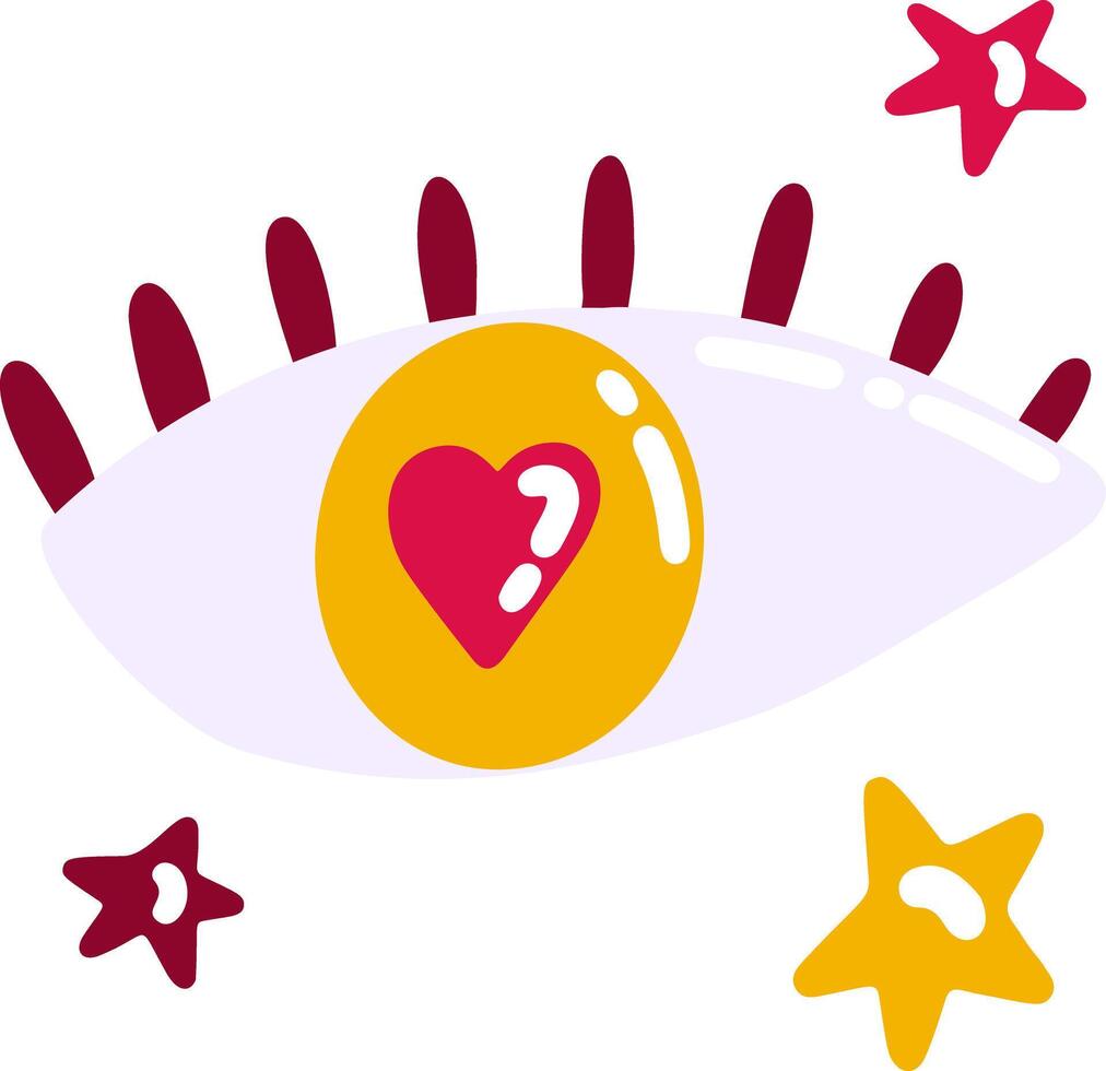 Eye with heart and stars vector