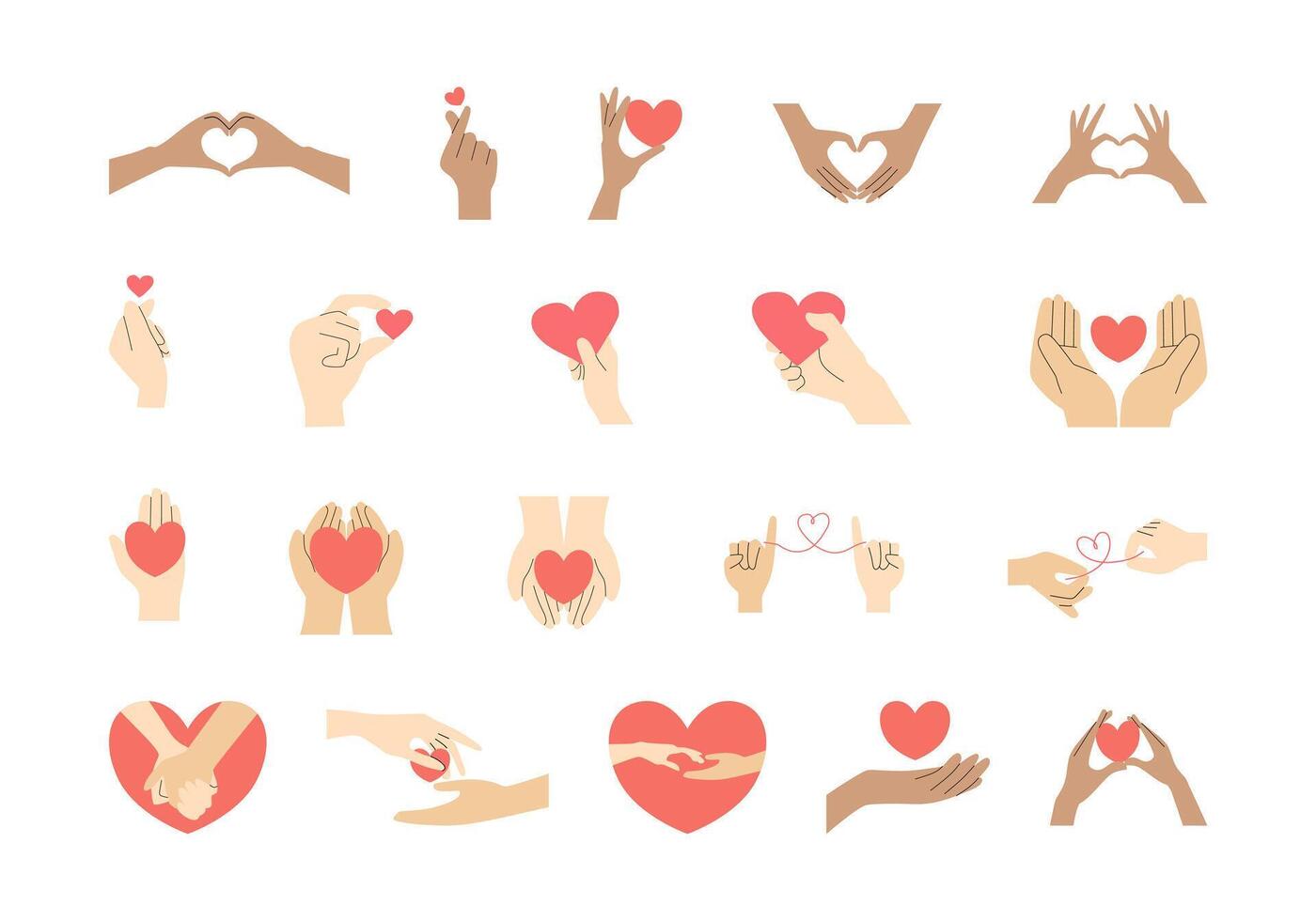 Hand Love Sign Illustration Element Set vector