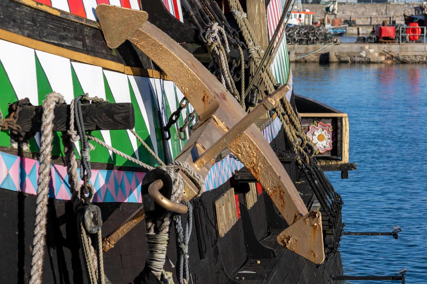 BRIXHAM, DEVON, UK - JANUARY 18. View the Golden Hind in Brixham, Devon on January 18, 2024 photo