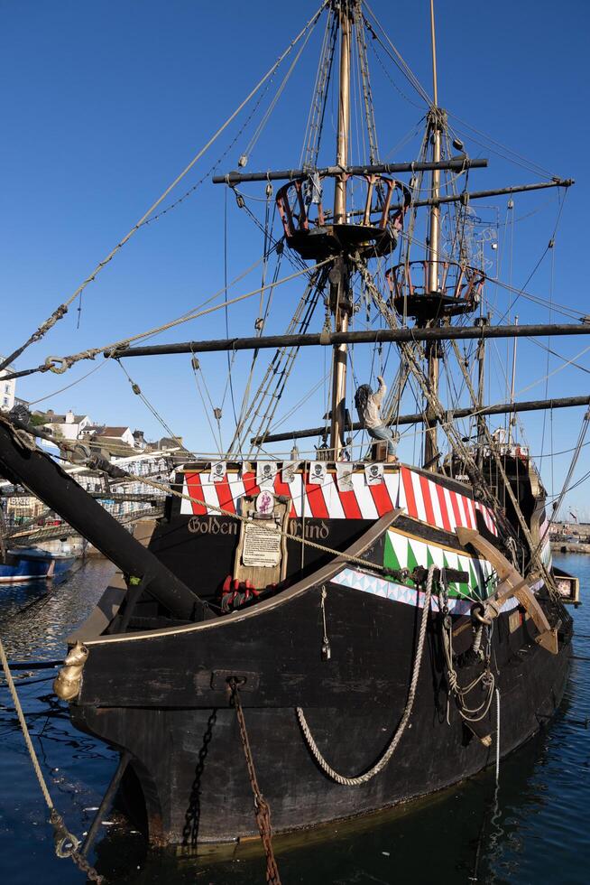 BRIXHAM, DEVON, UK - JANUARY 18. View the Golden Hind in Brixham, Devon on January 18, 2024 photo