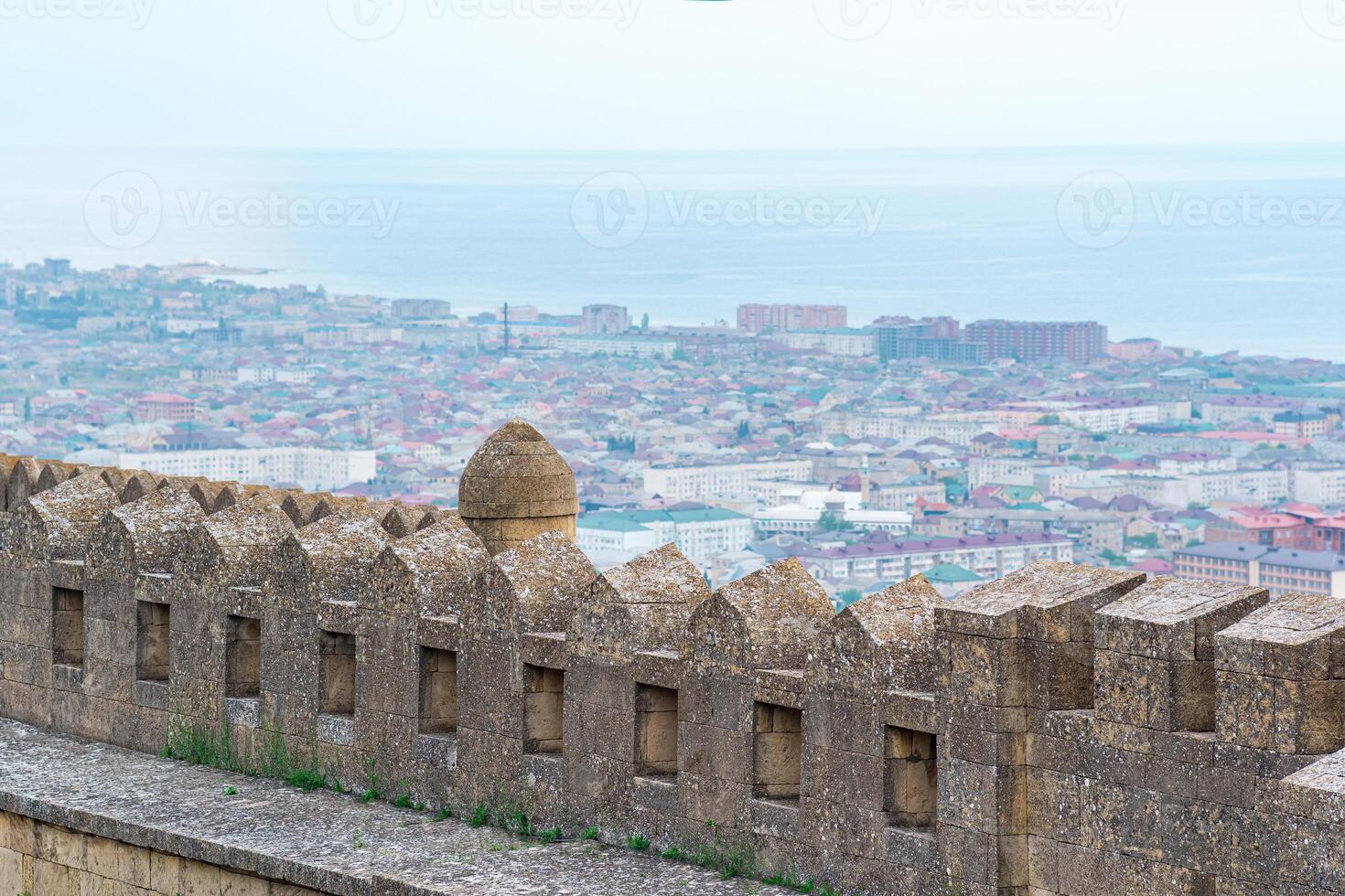 view of Derbent and the Caspian Sea from the walls of the Naryn-Kala citadel photo