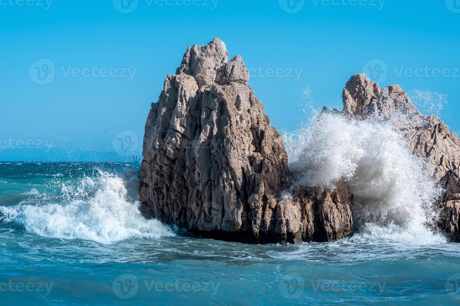 sea coastal cliffs on a windy sunny day photo