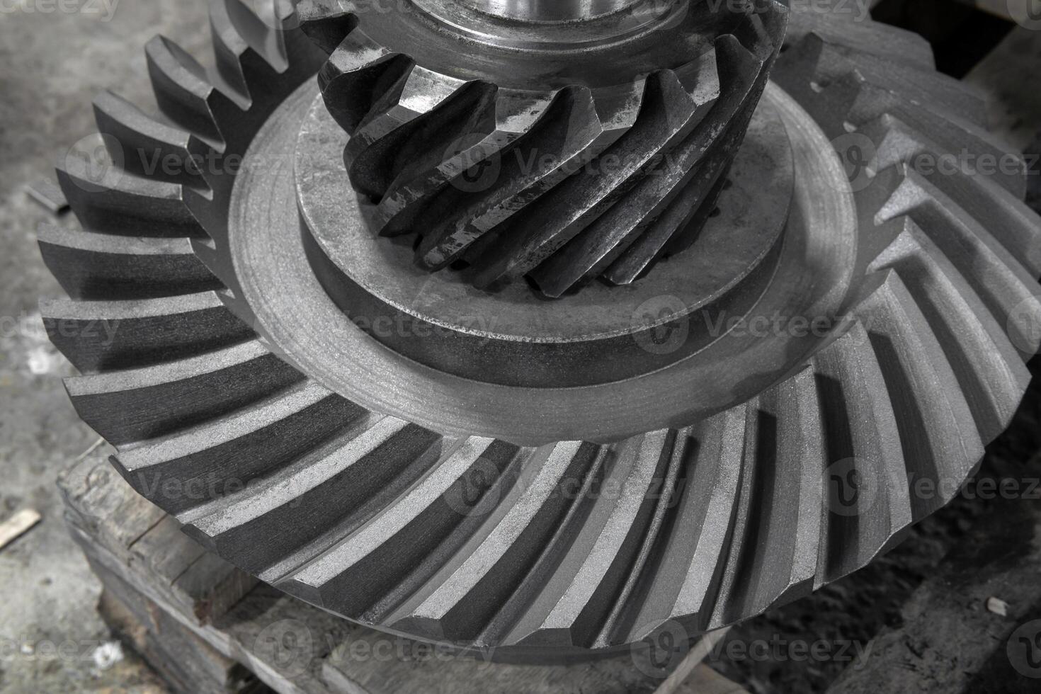 gear mechanical parts are in the workshop photo