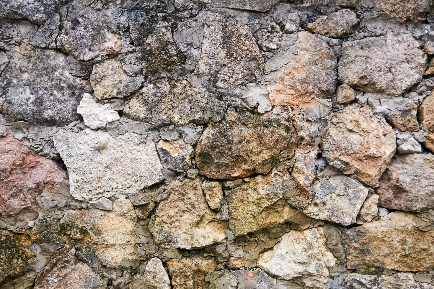 background, texture - antique rough masonry from natural stone photo