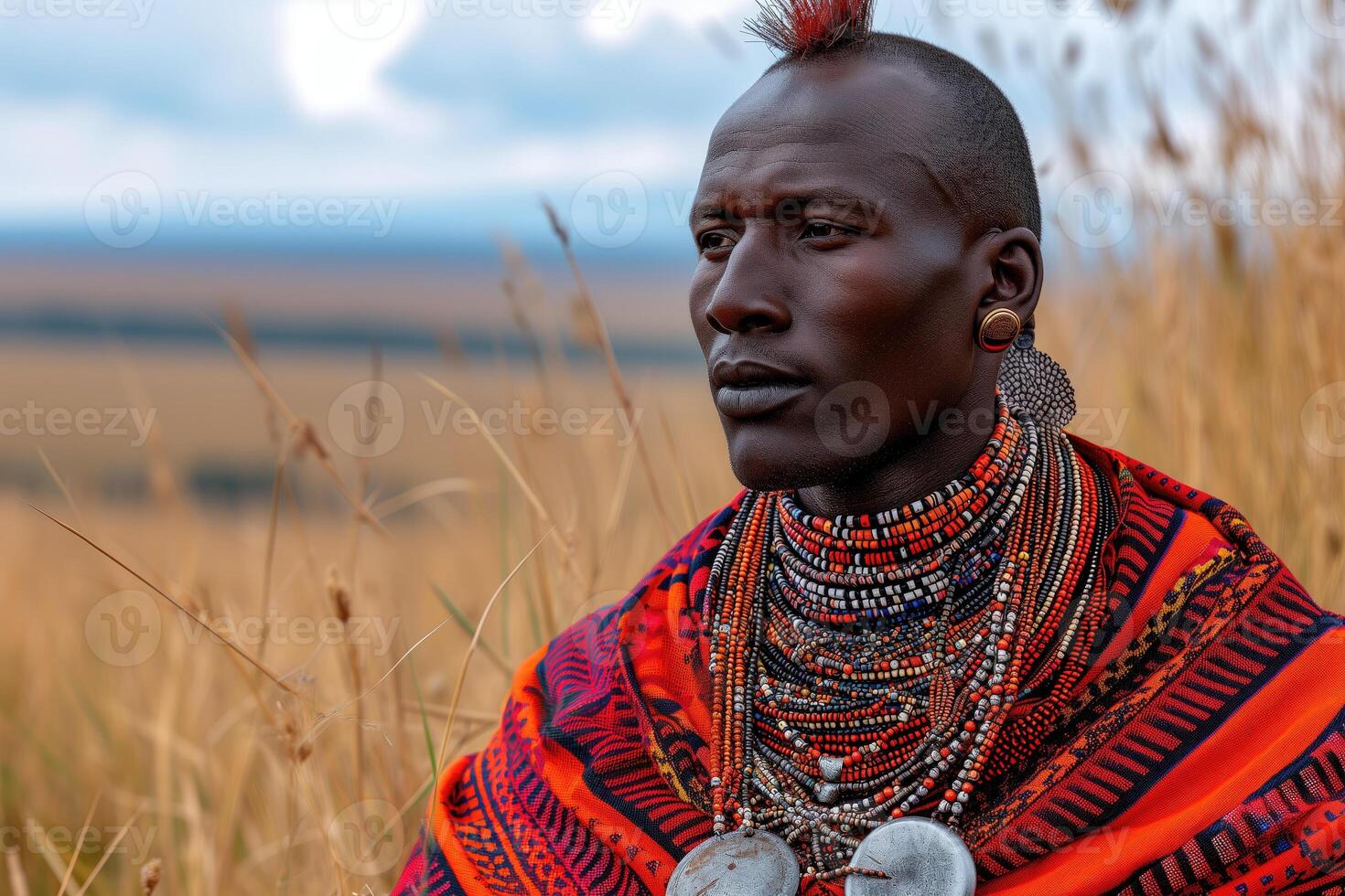 ai generado retrato de un indígena africano hombre en nacional ropa foto
