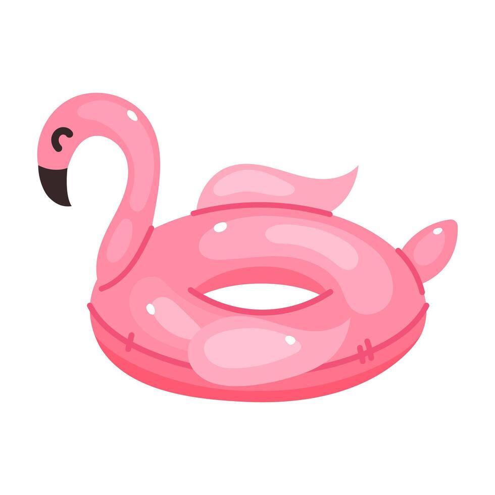 Cartoon swimming circles flamingo vector