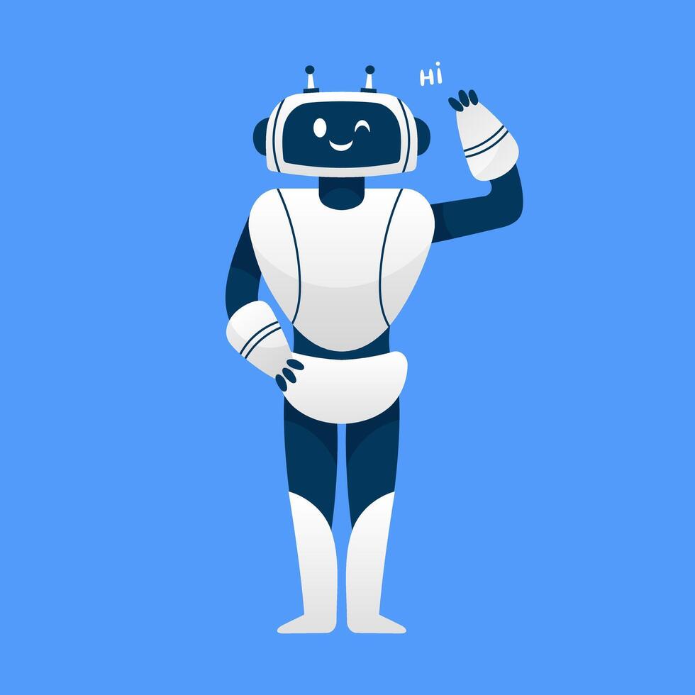 Cartoon cute robot, on a blue background vector