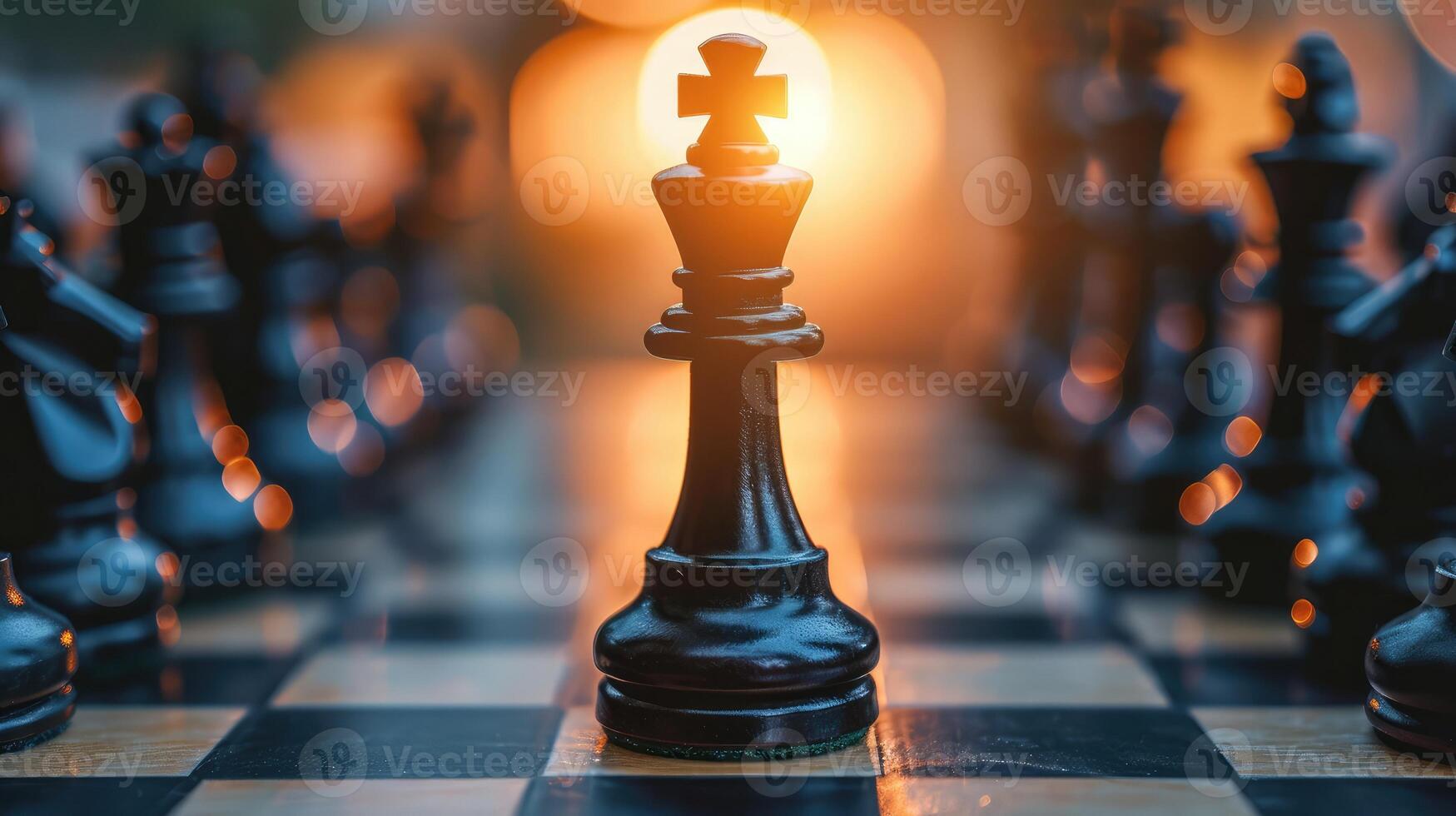 AI generated chess board game concept of business ideas and competition and stratagy plan success meaning photo