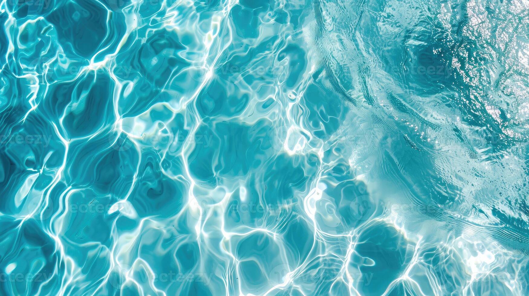 AI generated Swimming pool bottom caustics ripple and flow with waves background. Summer background. Texture of water surface. Overhead view. photo