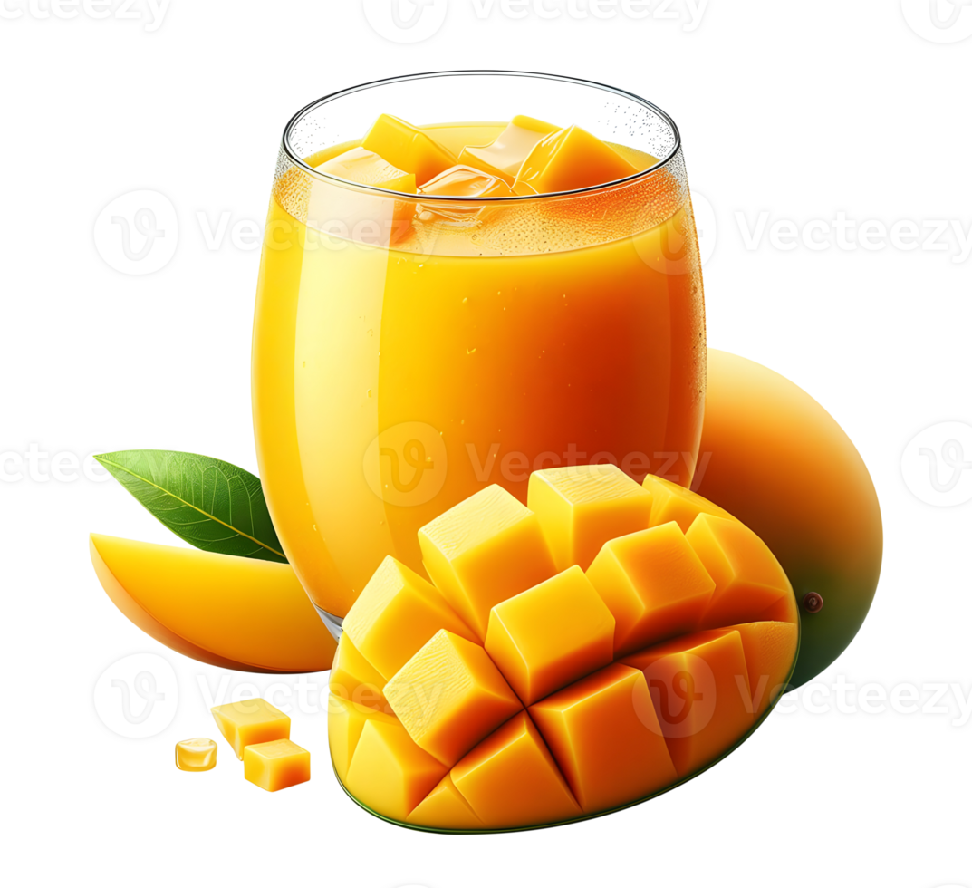 AI generated Glass of mango juice png fresh mango smoothie png fresh tropical mango juice png mango juice transparent background