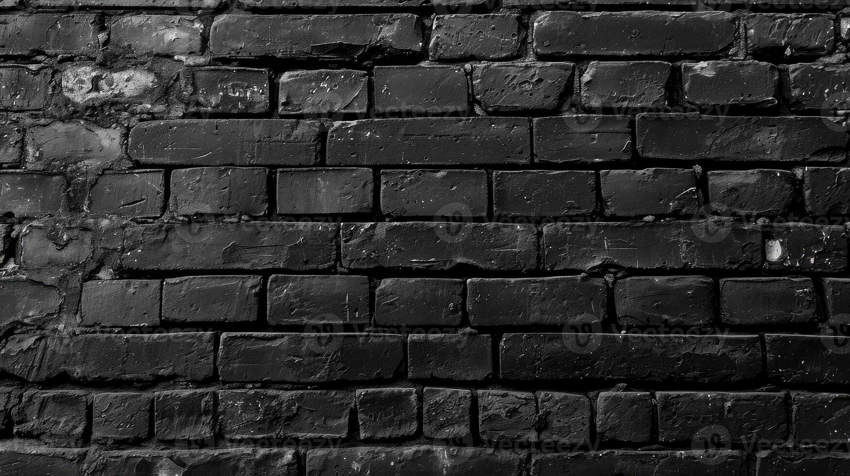 AI generated Abstract Black brick wall texture for pattern background. wide panorama picture photo