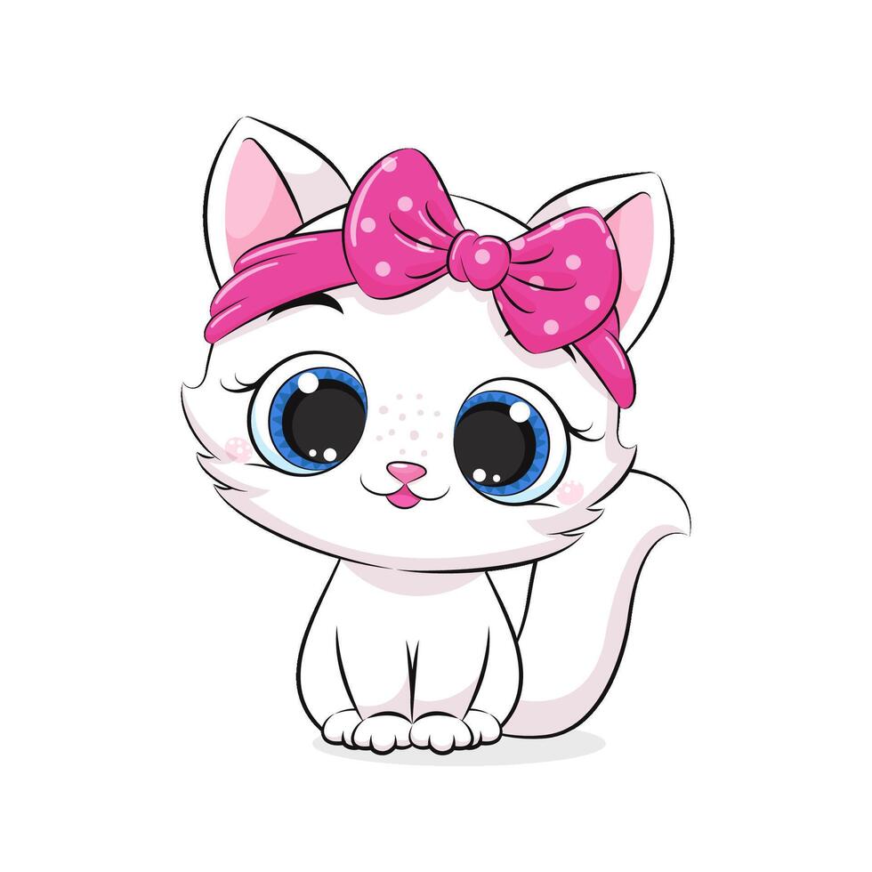 Cute baby cat. Vector illustration for baby shower, greeting card, party invitation, fashion clothes t-shirt print.