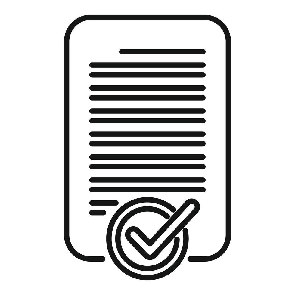 Approved document icon outline vector. Research review vector