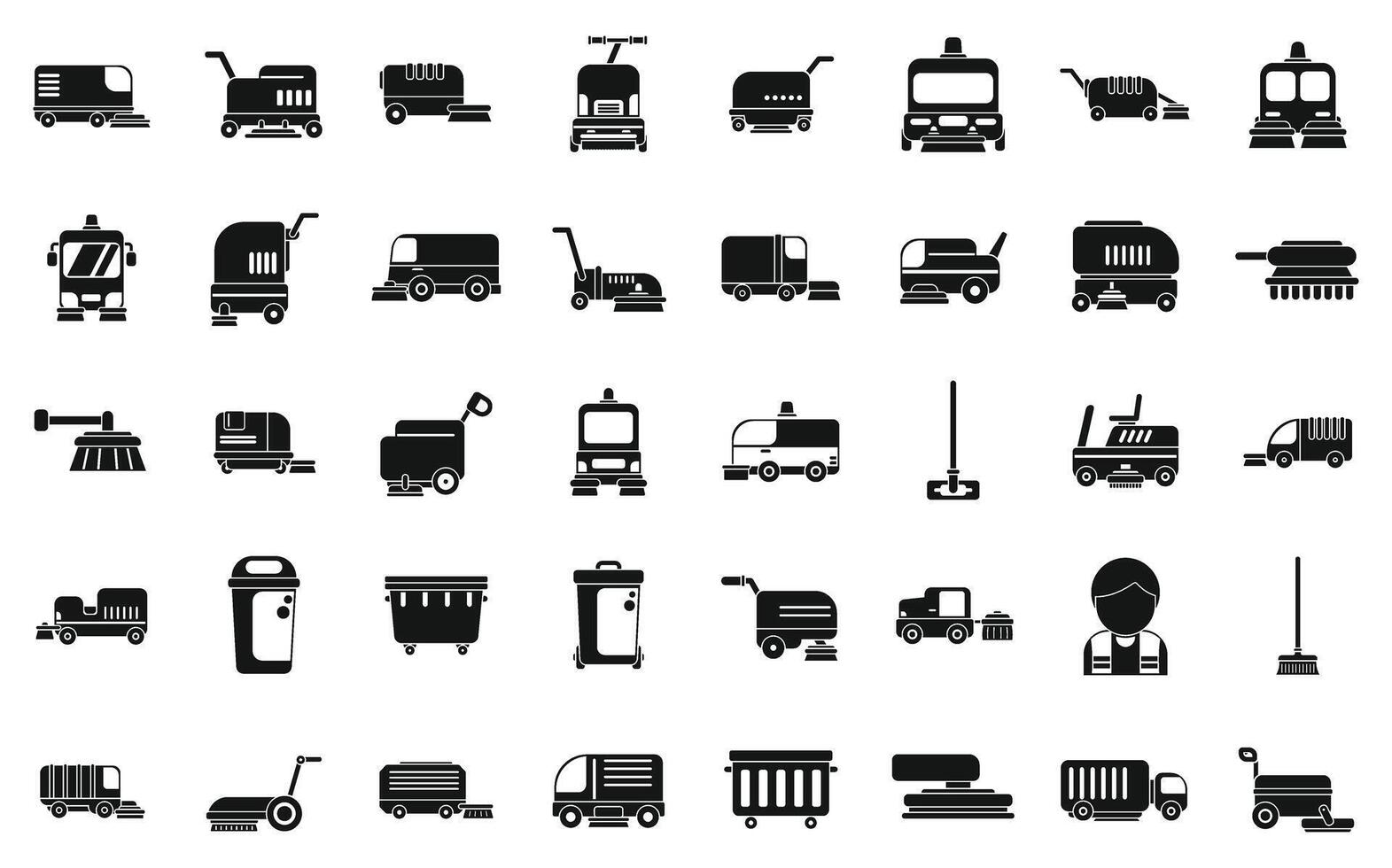 Sweeper icons set simple vector. Street truck machine vector
