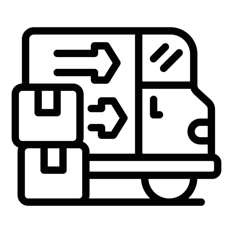 Truck loading icon outline vector. Container equipment vector