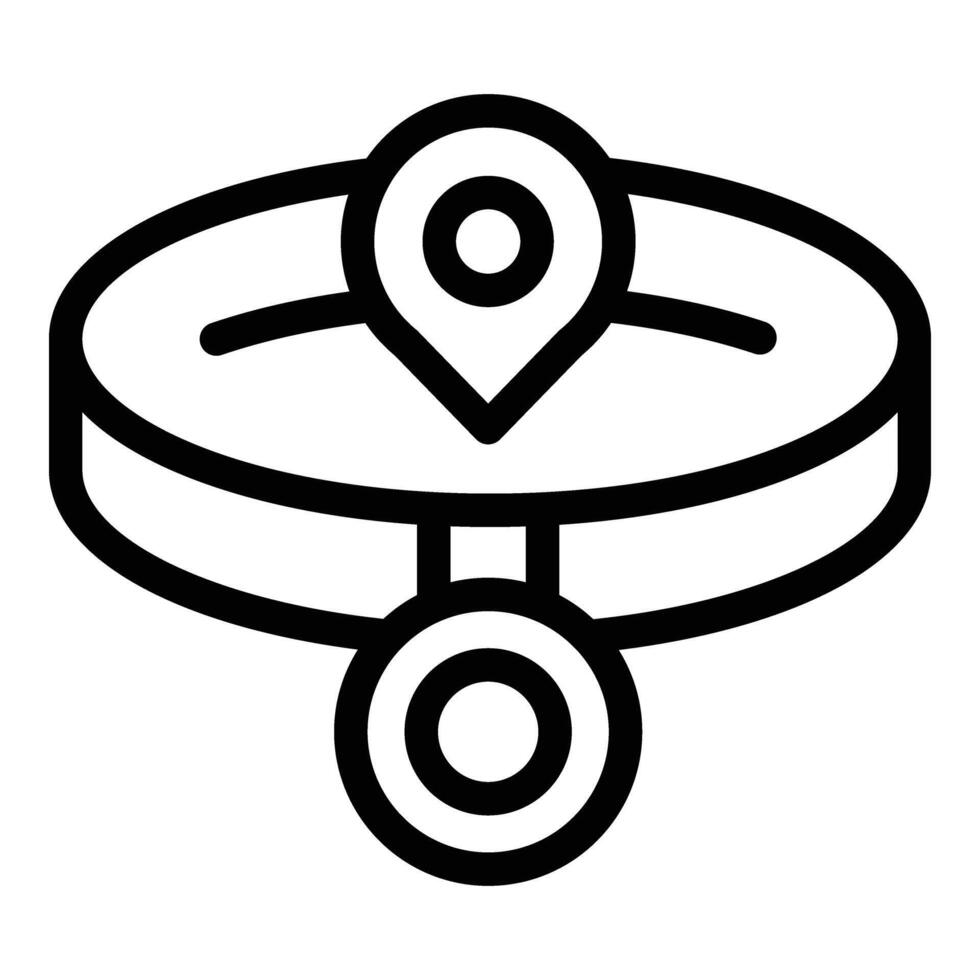 Collar gps finder icon outline vector. Feline chip vector