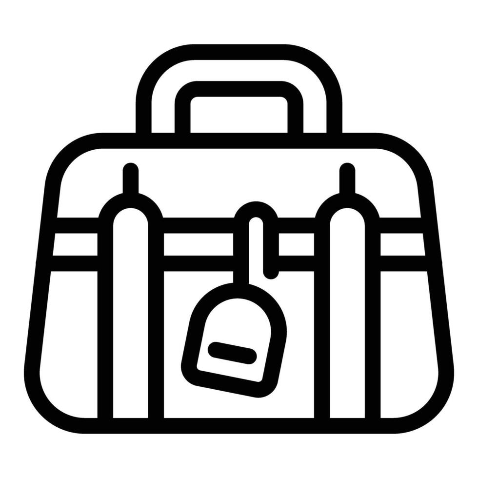 bolso viaje etiqueta icono contorno vector. caja de cartón engranaje maleta vector