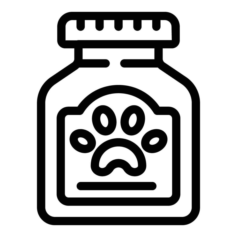 mascota botella cápsulas icono contorno vector. animal médico cuidado vector