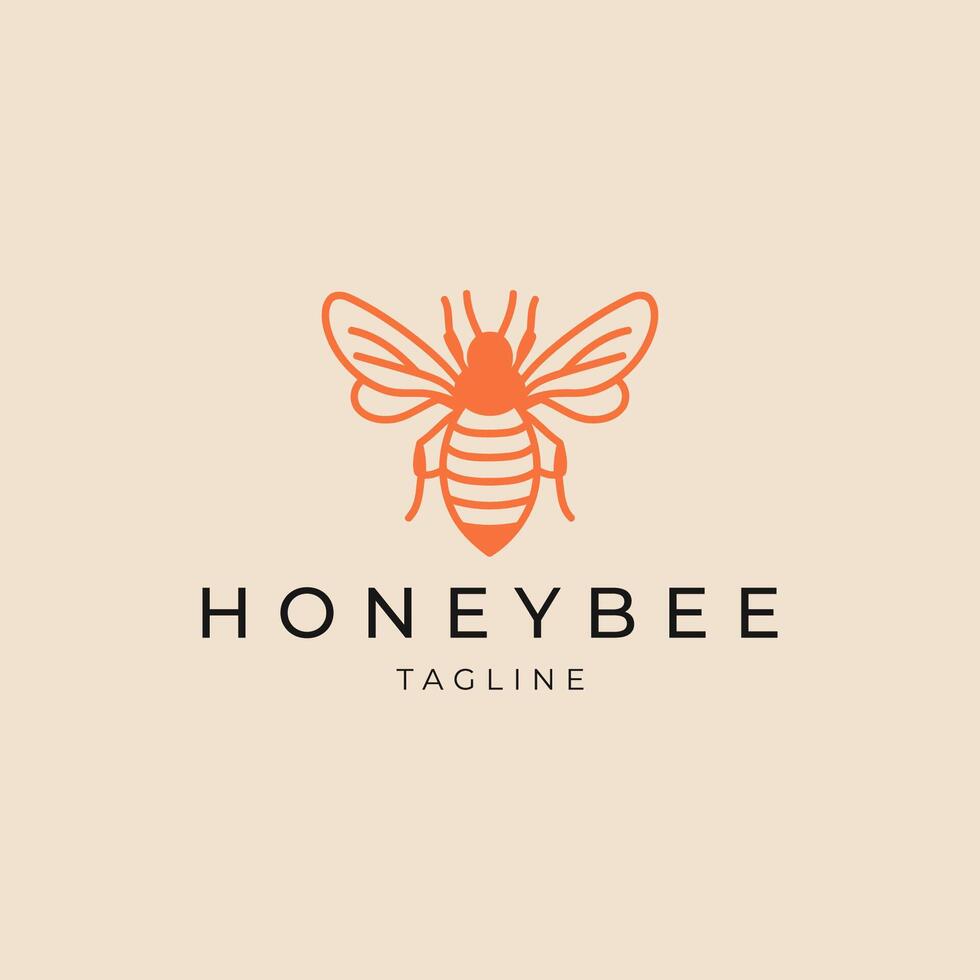 AI generated Honey bee line art logo icon design template vector